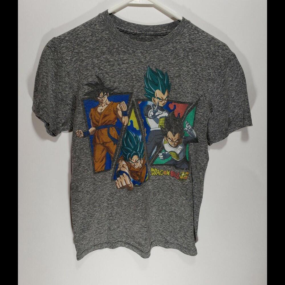 Mens Dragon Ball Super Short Sleeve Gray T-shirt Goku & Vegeta Saiyan Size Small